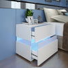High Gloss Bedside Table Nightstand Cabinet Chest of 2 Drawer RGB LED Light Lamp