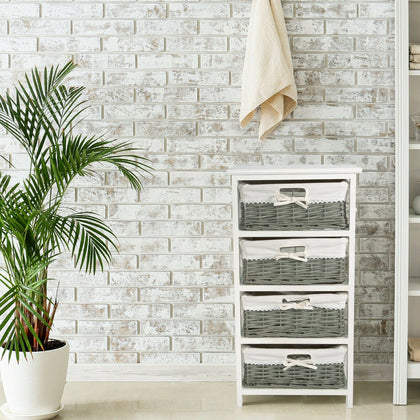 4 Grey Drawers Unit Storage Chest Bedside Coffee Table Bathroom Storage