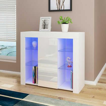 Cabinet Cupboard sideboard TV Unit Matt Body and High Gloss Doors + LED Light!