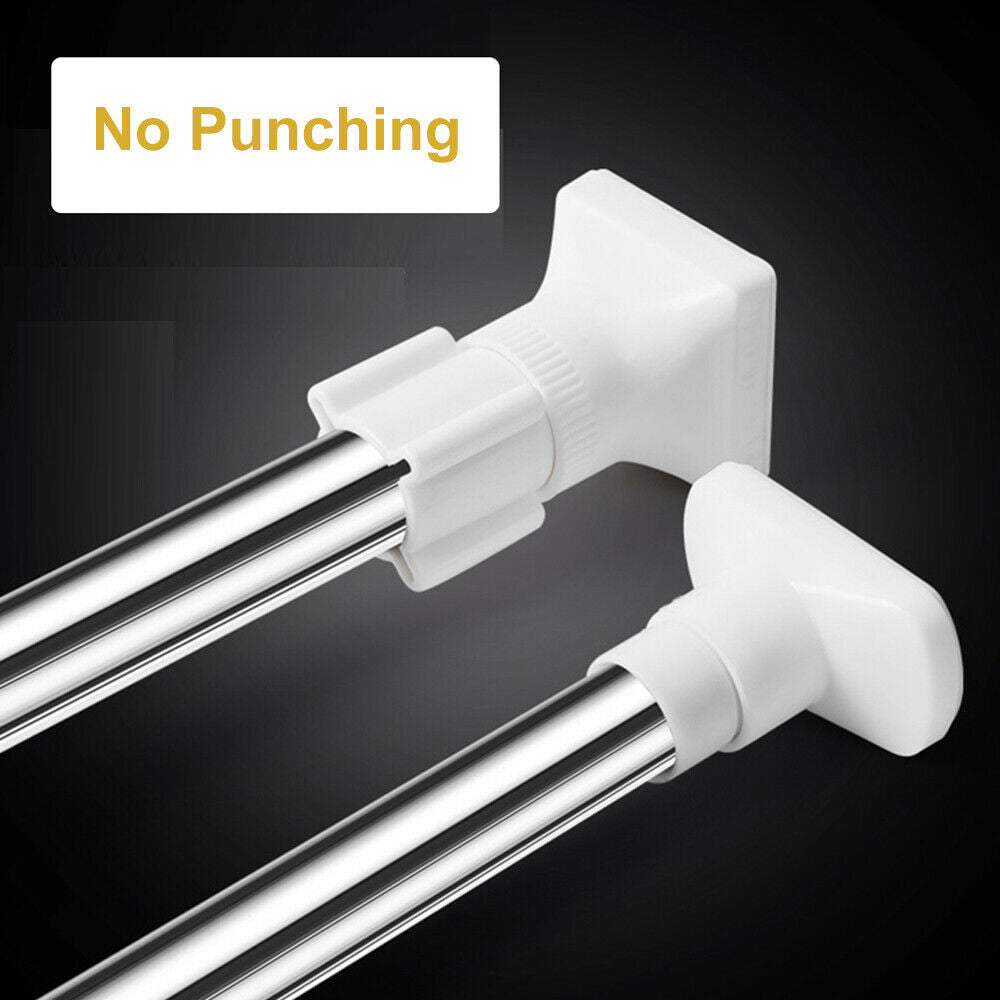 Telescopic Shower Curtain Rail Extendable Pole Bathroom Door Window Wa