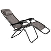 Grey 2 Sets Zero Gravity Folding Lounge Beach Chairs Tray Outdoor Recliner