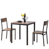 3PCS Dining Set Kitchen Dining Table and 2 Chairs Set Industrial Rustic Brown