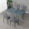 4 PCS Grey Linen Fabric Dining Chairs Set Padded Seat High Back Home Furniture