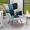 Patchwork Fabric Upholstered Rocking Chair Accent Chair Rocker Wood Curved Legs