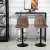 Set Of 2 Microfiber Retro Tub Bar Stools Metal Frame Footrest Seat Brown
