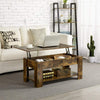 Lift Up Coffee Tea Table End Table with with 2 Drawers Living Room 100cm Wodden