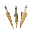 3pcs LARGE HSS STEP CONE DRILL TITANIUM BIT SET HOLE CUTTER + STORAGE POUCH