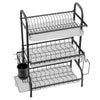 Stainless Steel Dish Drainer 3 Tier Bowls Wash Up Holder Drying Basket Cups Rack