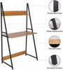 2-Tier Wood Computer Desk Metal Frame Study Writing Table with Shelf Storage