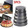5 Set Round Cake Tins Non Stick Spring Form Loose Base Baking Pan Carbon Steel