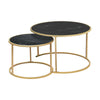 Nest of 2 Nested Table Round Coffee Table Black Marble Effect Living Room Office