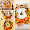 Fall Door Pumpkin Wreath Autumn Color Maple Leaf Bell Wreaths Garland LED Lights