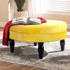 Velvet Padded Coffee Table Round Stool Wooden Leg Round Pouffe Seat Footstool