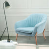 Nordic Style Scalloped Back Soft Armchair Wing Chair Sofa Wooden Legs Upholstery