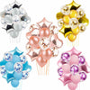 Set Confetti Wedding Birthday Balloons Heart Latex Foil Kids Boy Girl Baby Party