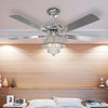 52" Ceiling Fan Light Living Room Crystal Chandelier Lamp with Remote Control