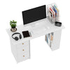 White Simple Computer Desk With Drawers Shelves Furniture For Office And Home