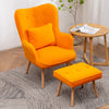 Upholstered Velvet Armchair Button Back Padded Chair with Footstool Lounge Sofa