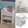 White Bedside Table Bedroom Cabinet Nightstand With 1 Drawer & 2 Shelf Furniture