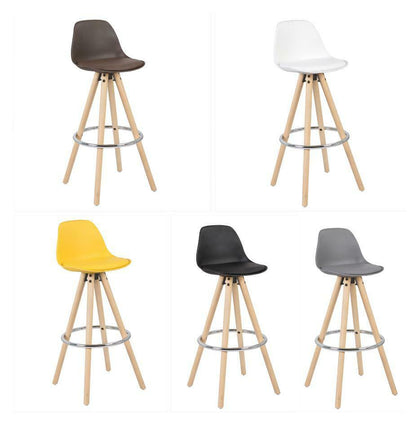 Barstool Breakfast Kitchen Counter Bar Chair Faux Leather+PP Bar Stool Wood Legs