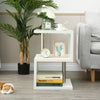 High Gloss 2 Tier Side/Coffee Table With RGBP LED Light Living Room Decor-White