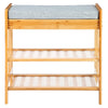 Simple Shoe Rack Shoe Bench Stool Organizer w/ Seat Cushion Hallway Storage Rack