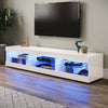 High Gloss 180cm White LED TV Stand Cabinet Unit Stroage Glass Shelves Sideboard