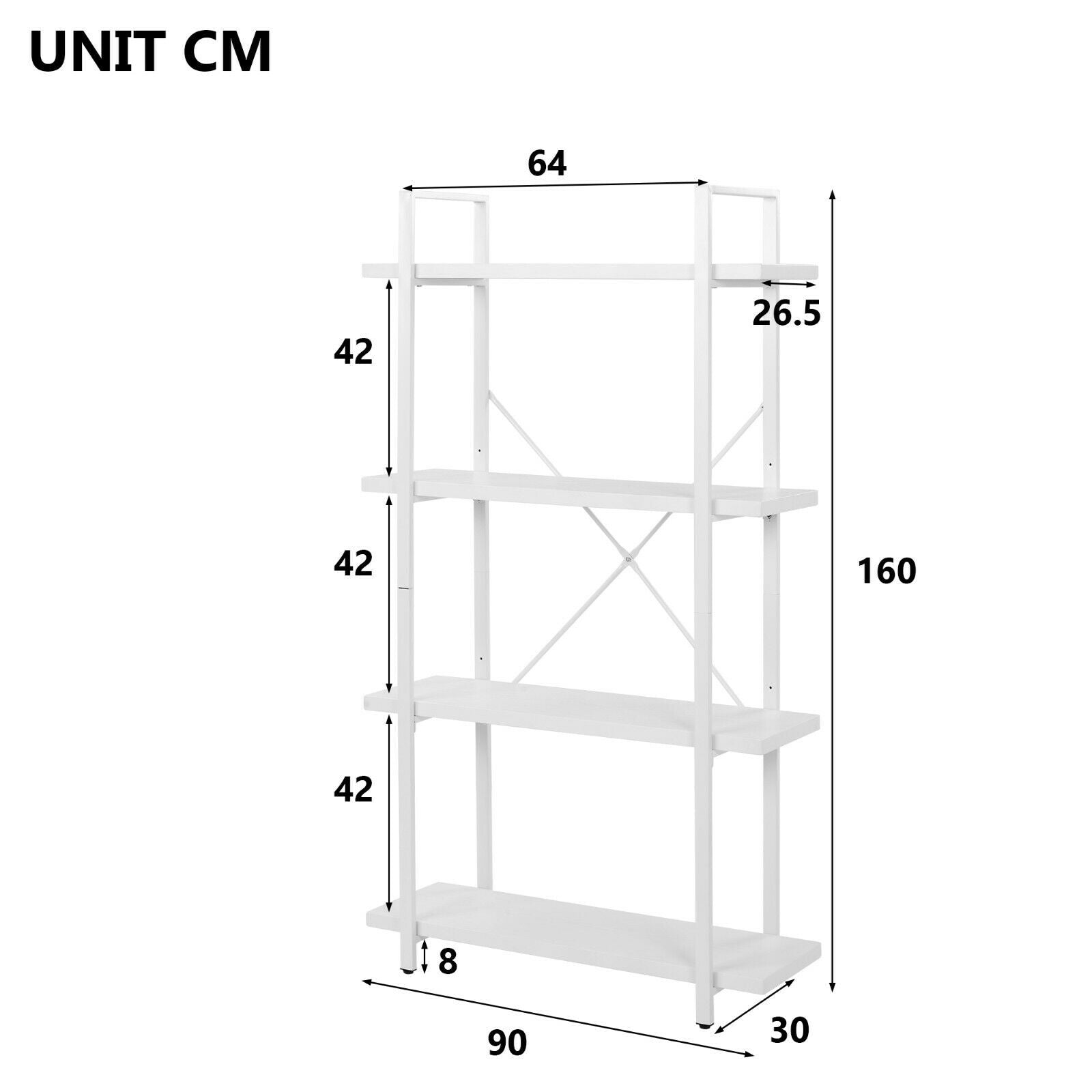 Bookshelf 4-Tier Industrial Storage Shelves Metal Ladder Living Room Display