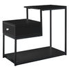 L Shaped Black Side Table Nightstand Sofa End Table w/ Drawer Storage forBedroom