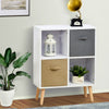 HOMCOM Freestanding 4 Cube Storage Cabinet Bookcase Side Table Unit w/ 2 Drawers