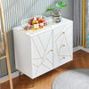 1 Door 3 Drawer Sideboard with Golden Hairpin Legs Storage Cabinet Buffets White