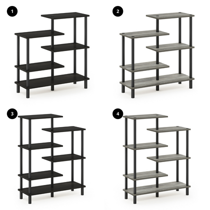 Furinno Turn-N-Tube 5/6-Tier Accent Display Rack Espresso/Black and Grey/Black