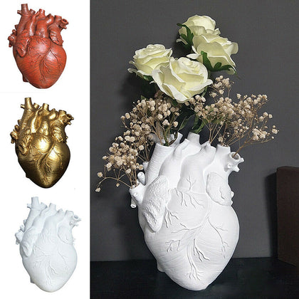 Small Anatomical Heart Vase Resin Flower Pot Table Top Ornament Gift Art Decor