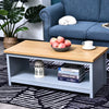 Coffee Table w/ Open Display Wood Effect Tabletop Retro Rustic Style Chic