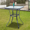 Garden Bistro Table Outdoor Metal Side Dining Patio Furniture Small Square Glass