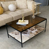 Thicken Glass Marble Coffee Table Rectangular Living Room Table Storage Shelf