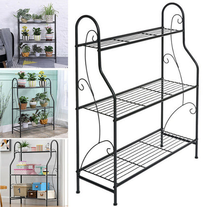 Metal Wire Plant Pot Bonsai Display Rack 3 Tier Organizer Shelf Storage Shelving