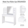 Wood Dressing Table W/ Mirror Big Drawers Open Shelf Writing Desk Bedroom