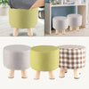 Luxury Padded Wooden Footstool Round Stool Wooden 4 Legs Living Room Bedroom UK
