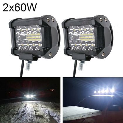 2pcs 4 inch 60W Car 12V 24V LED Work Spot Light Lamp ATV Offroad SUV Truck Boat
