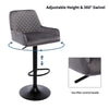 2x Adjustable Breakfast Bar Stools Velvet Swivel Gas Lift Chair Kitchen Pub Grey