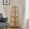 Corner Ladder Shelf 5 Tier Wooden Fan-Shaped Display Stand Storage Rack Bookcase