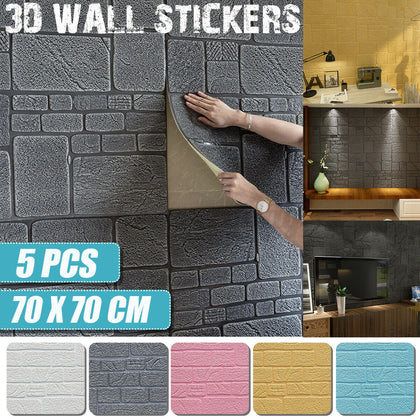 NEW STYLE 3D Tile Brick Wall Sticker Self-adhesive Waterproof Foam Panel 70x70CM