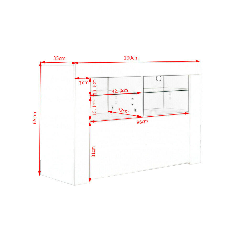 Modern 100cm TV Unit Cabinet Stand Storage White High Gloss Door & Matt Body