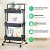 Kitchen Trolley Cart 3 Tier Mesh Shelf Handle Rolling Wheels Useful Storage Rack