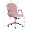 Pink Girls Office Chair Velvet/PU Leather Medium Backrest Padded Computer Chairs