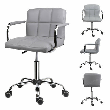 Swivel Office Chair Padded Seat Faux PU Leather Computer Chair Adjustable Height