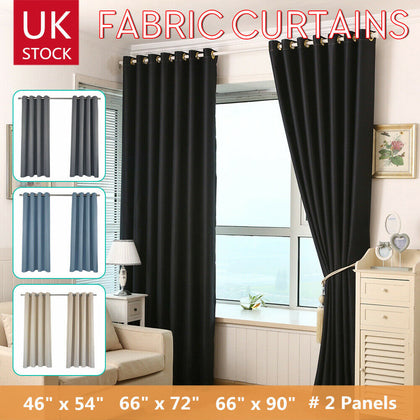Pair (2 Panels) Blackout Curtains Window Curtain Polyester Eyelet Ring Bedroom