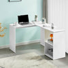 L-Shaped Home Office Desk Corner Computer Desk Black/White for Home Study Work