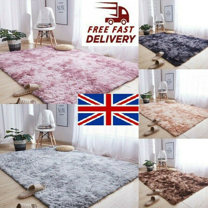 Fluffy Large Rugs Anti-Slip Super Soft Carpet Mat Floor Living Room Bedroom Rug.
